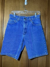 Vintage Levis 550 Black Tab Relaxed Fit Denim Shorts Blue Jean Womens 28 Waist