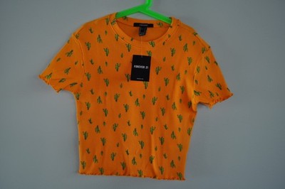 Forever 21 Size Small Top Orange with Cactus NEW with tags