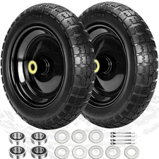13" Flat Free Wheels Replacement for GOR Garden Cart Tires, 4.00-6 Solid Tires