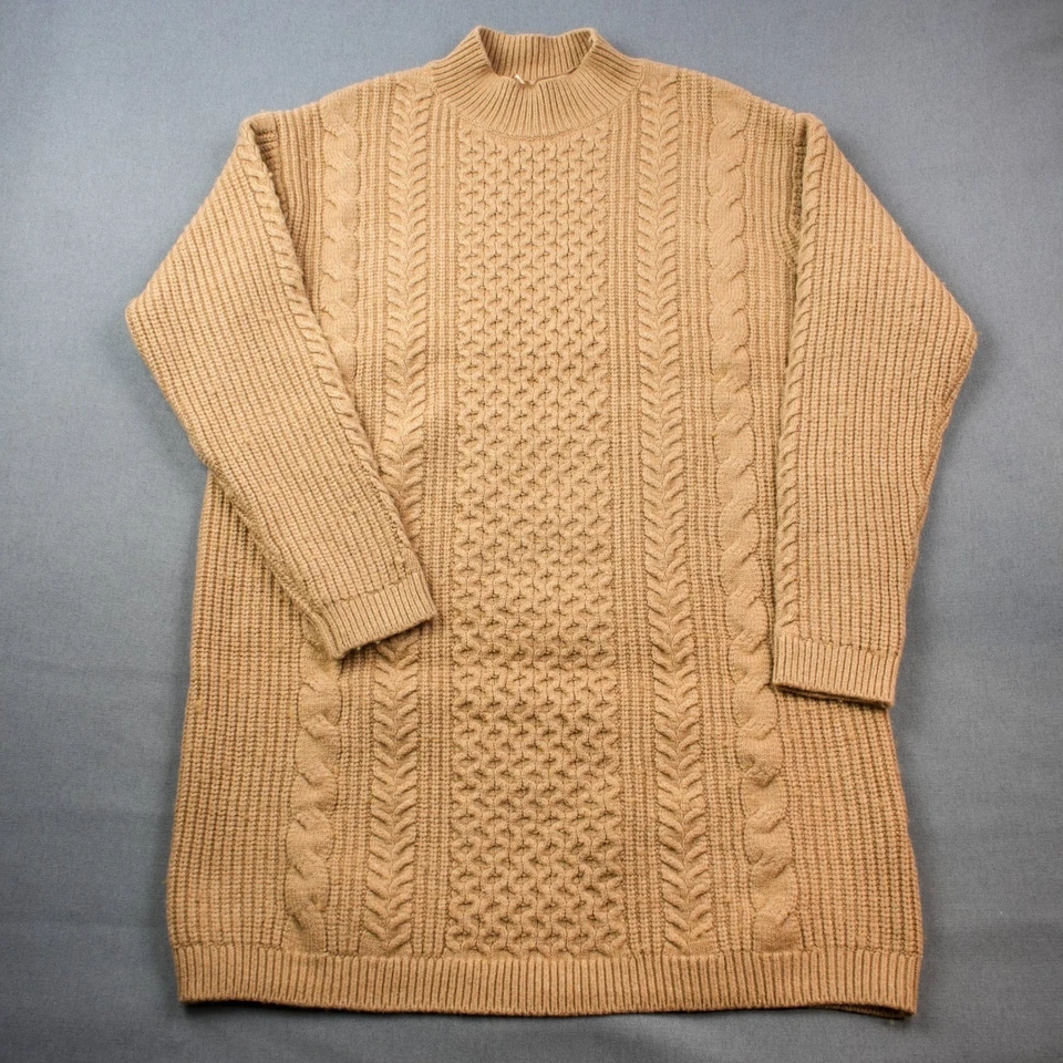 Vestido Suéter Túnica Manga Larga Cuello Simulado Banana Republic Tejido con Cable M Foto 3 de 4