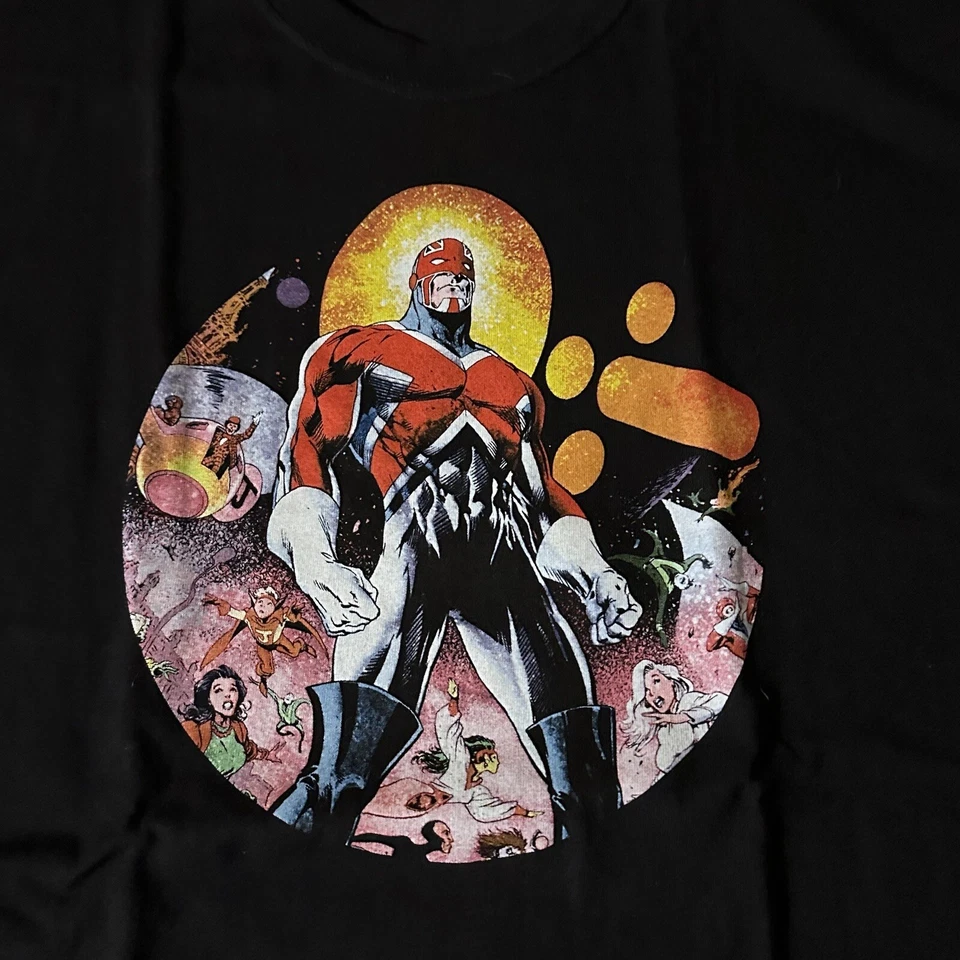 Vtg Captain Britain 2001 Marvel Grapitti Designs Men’s  Size XL Black T-shirt - Image 2 of 4
