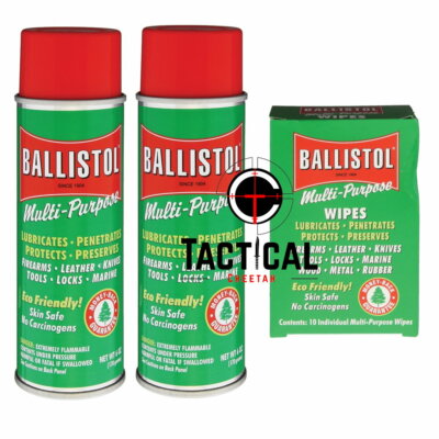 2 Cans of 6 oz Spray Oil Cleaning  of Ballistol Multi-Purpose Wipes (10 wipes)