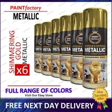 6x Spray Paint Aerosol Metallic Shimmering Gold Wood Metal Plastic Glass 400ml
