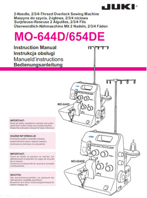 JUKI MO-644D 654DE ÜBERUHR NÄHMASCHINE BEDIENER HANDBUCH NACHGEDRUCKT KAMM GEBUNDEN