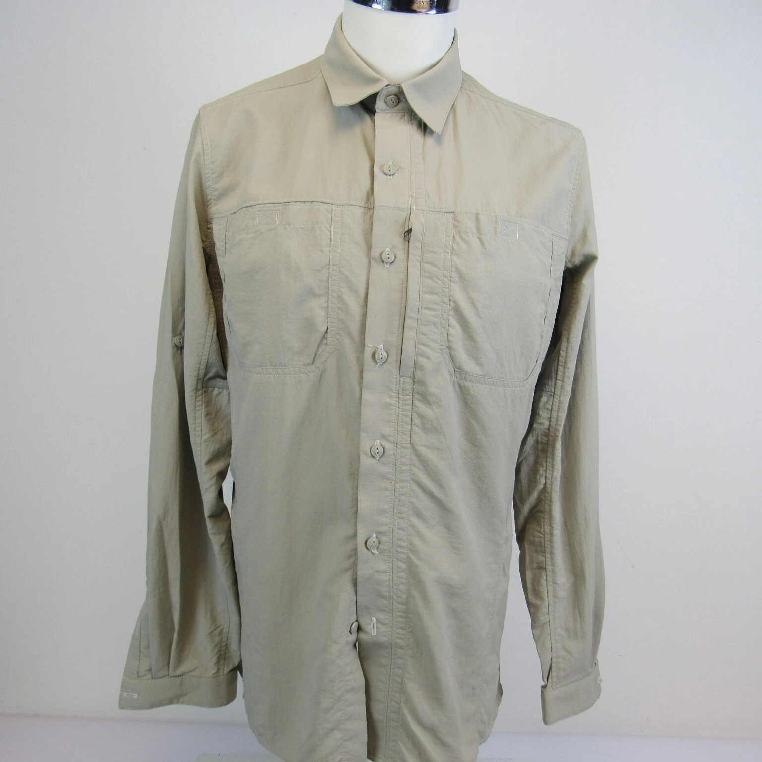Kuhl Button Up Shirt Men's Medium Beige Long Sleeve Hiking Outdoor #RN108846