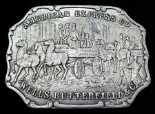 American Express Wells Butterfield Historical Scene Vintage Belt Buckle