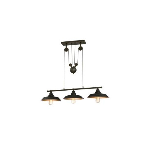 Hill Indoor Pulley Pendant, Oil Rubbed Finish With Highlights