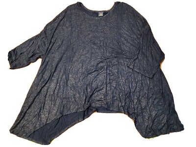 I M A N BLACK WITH GOLD SPECKS 3/4 SLEEVE SHARK BITE BOTTOM PLUS SIZE 3X TOP