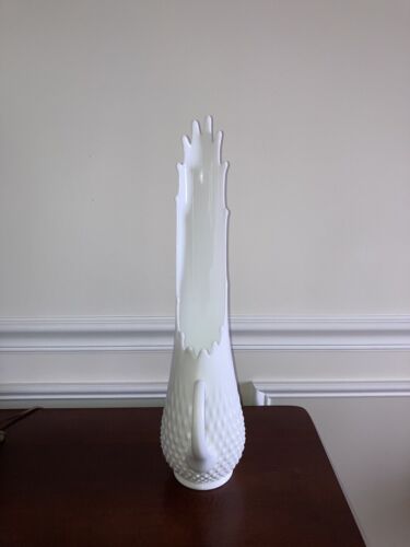 Fenton Hobnail Milk glass HUGE 19 inch Swung Stretch Pitcher Vase Vintage - Picture 2 of 7