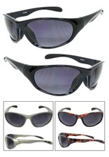 Inner Bifocal Vision Reading Sunglasses Glasses Smoke Lens Sport Wrap UV400