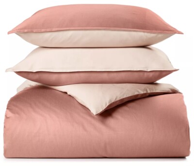 Oake Cotton & Tencel 300 TC Full / Queen Comforter & Shams Set Terracotta New