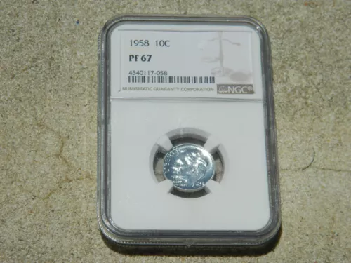 1958 SILVER PROOF ROOSEVELT DIME NGC PF67