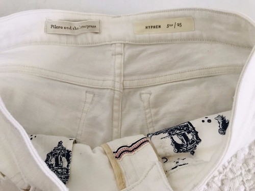 Jeans Anthropologie Pilcro e la tipografia taglia 25 bianco ricamato fifo - Foto 12 di 12