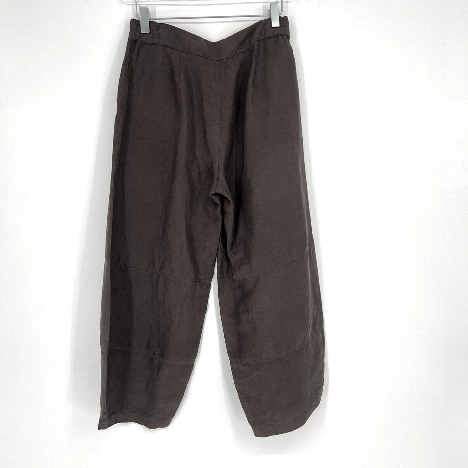 Pantalones Stella Carakasi Mujer XS Marrón Pierna Ancha Cáñamo Natural Orgánico Boho Foto 2 de 4