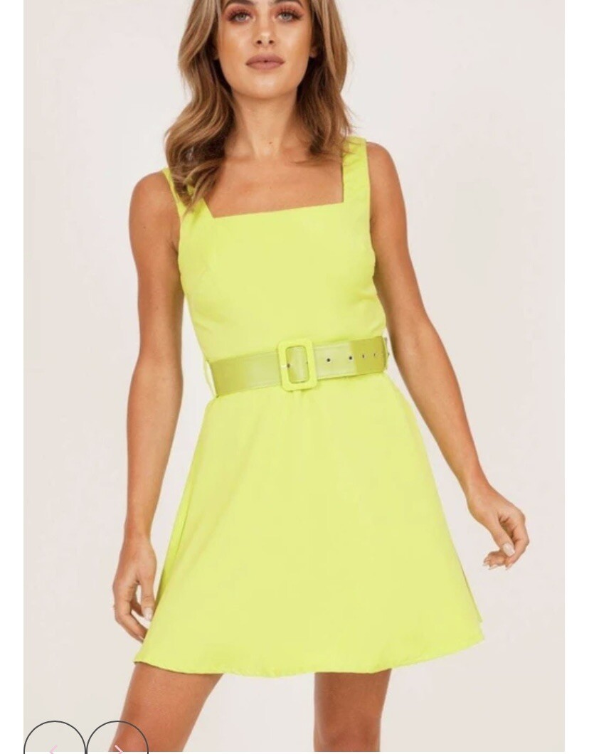green emerald velvet dress Neon Green Pleated Skater Dress main image 1