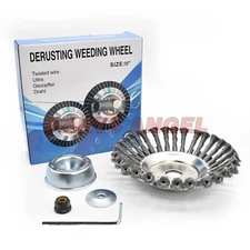 New 10 Inch Steel Wire Wheel Brush Grass Trimmer Head Weed With Adapter Kit