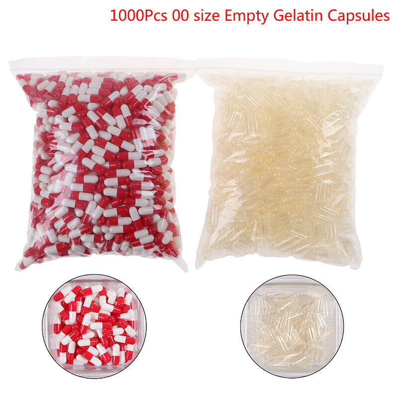 1000pcs Size 0 1 2 3 Empty Capsules Pill Gelatine Combined Various Color Gel