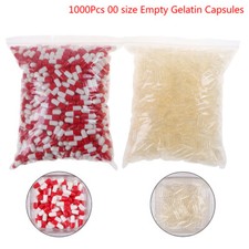 1000Pcs Empty Hard Vacant Gelatin Capsule Size 00 Gel Medicine Pill Vitami.go