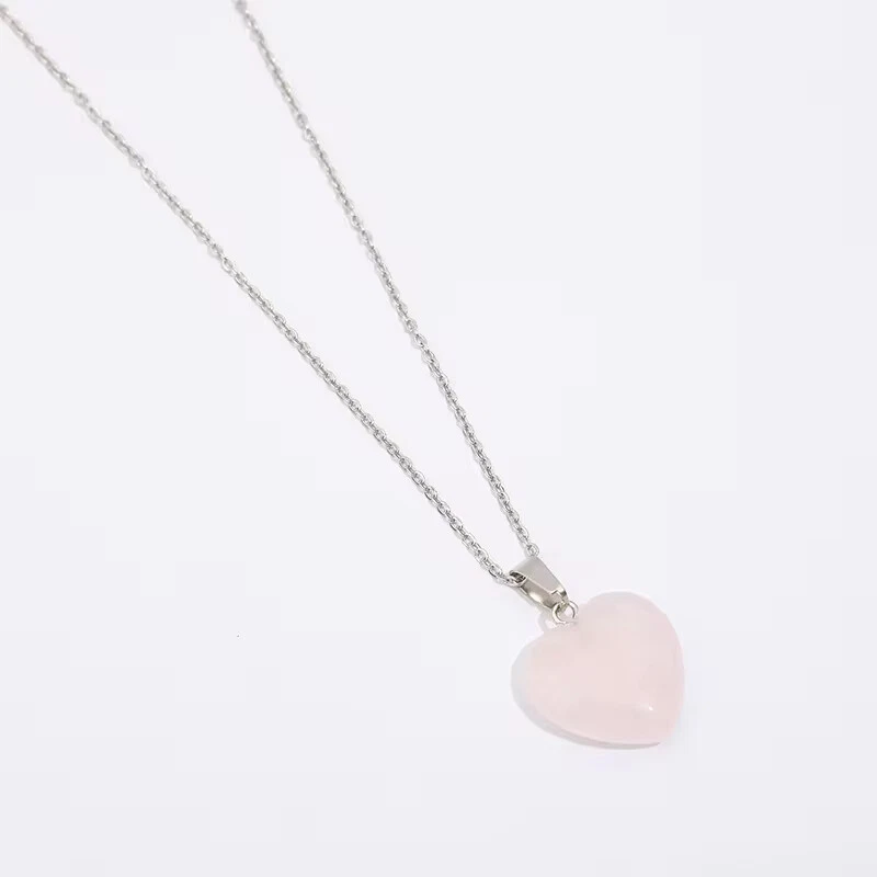 Collar Amor Corazón Colgante Piedras Preciosas Piedra Natural Curativa Cristal Pulido Foto 3 de 4