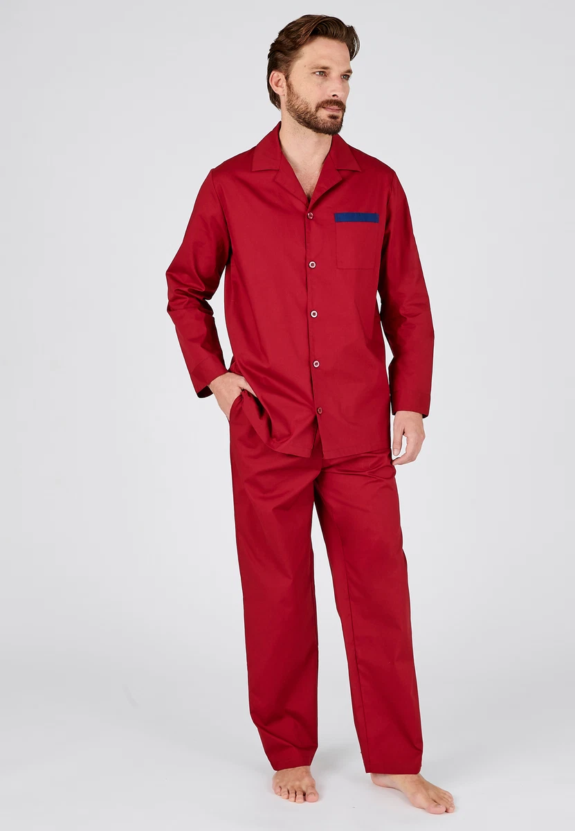 Men s Pyjamas Damart Men Nightwear Shirt style Collar Long Sleeves