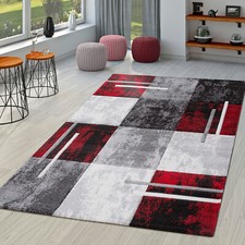 Tapis Moderne Salon Milan Avec Découpe Des Contours En Rouge Gris Noir