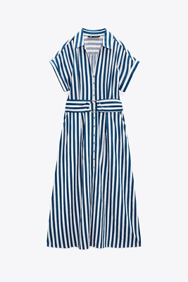 Robe Chemisier Longue ZARA Rayures Blanches - Taille 152, Style Tunique, Occasion Très Bon état