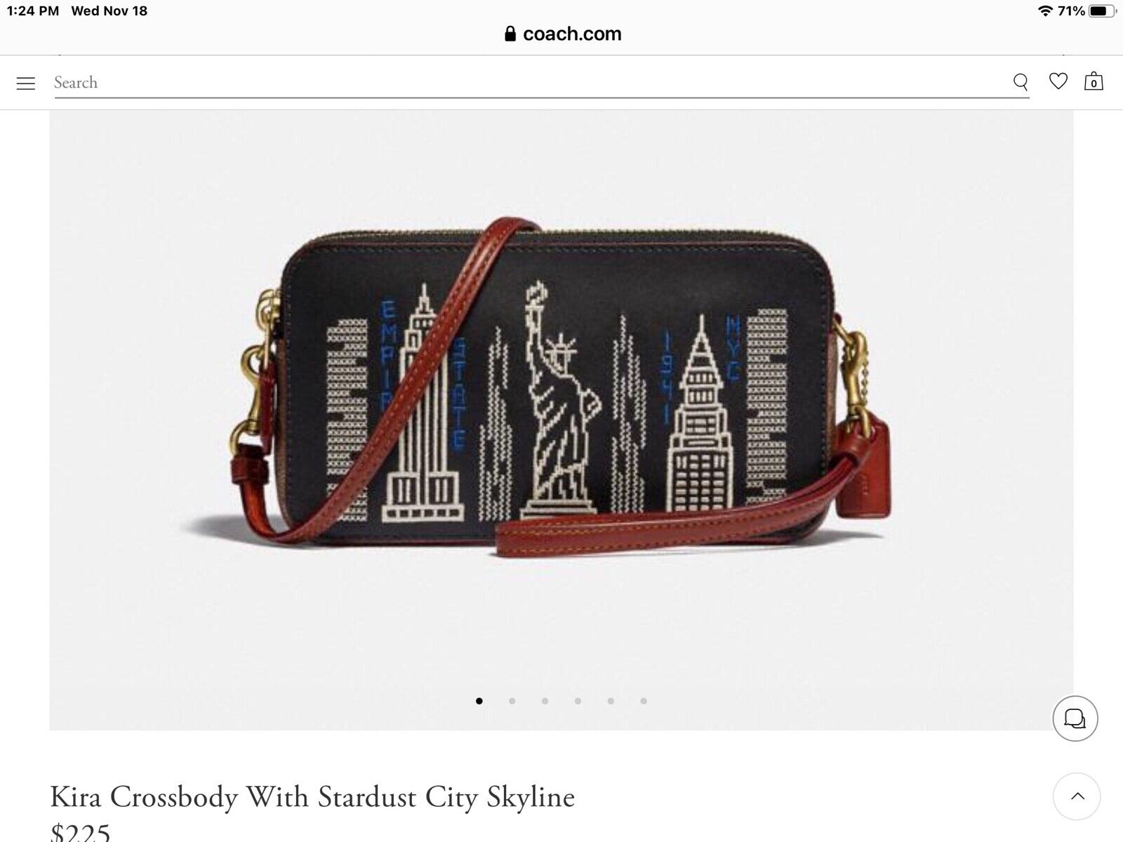 Coach Kira Crossbody With Stardust City Skyline NWT!