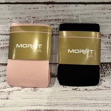 2 Girls Moret Kids Footed Tights Size S Small 6/7 1 Pink 1 Black NEW