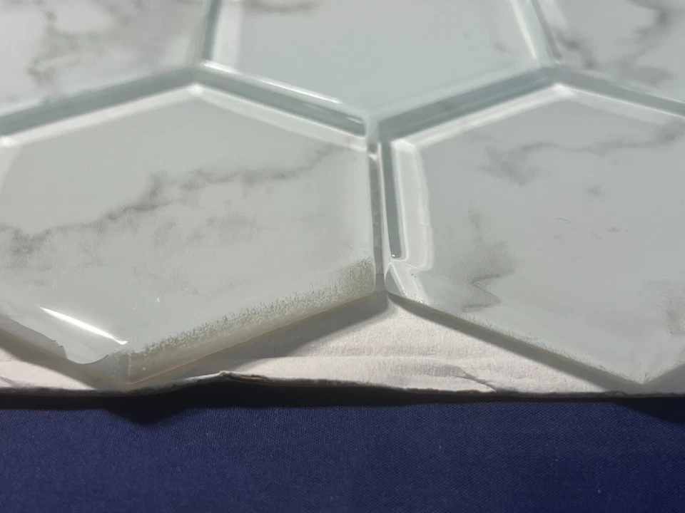 M13N белый/серый стеклянный шестиугольник мозаика плитка кухни ванной фартук, 7 листов - Изображение 4 из 4