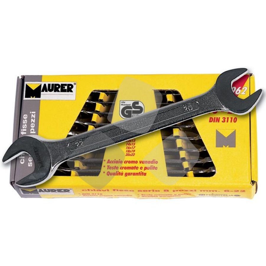 Set Chiavi Fisse Maurer 8 pz Acciaio Forgiato 6x7-20x22 mm