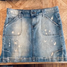 Calvin Klein Women's Distressed Denim Short Skirt, Size 4