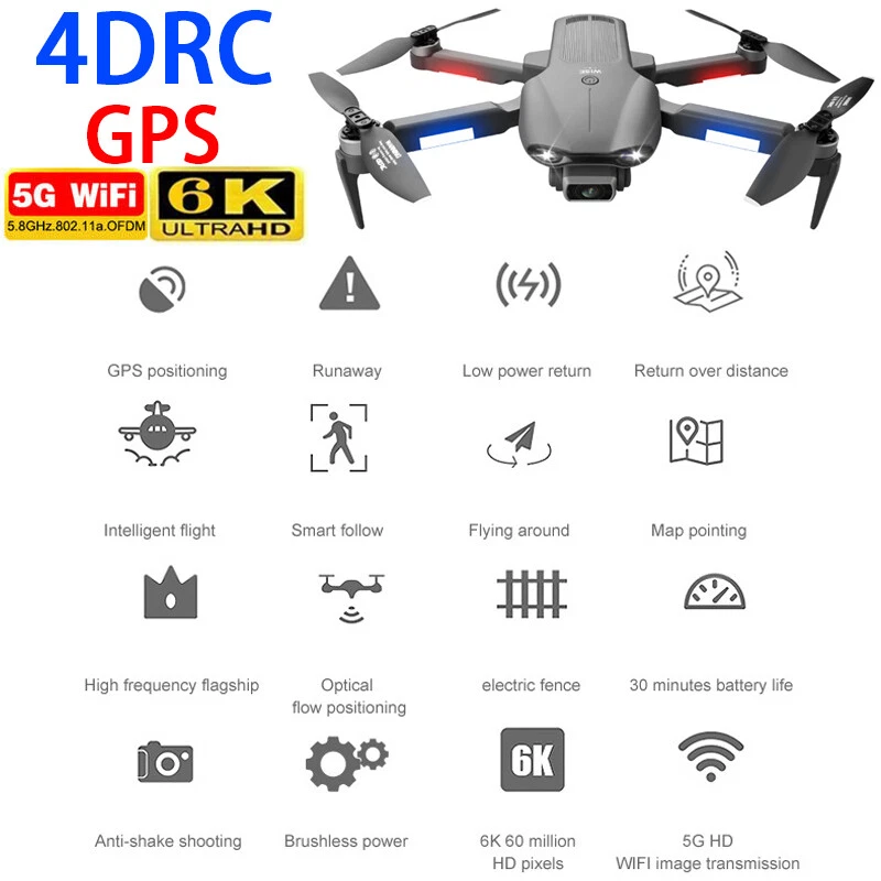 4DRC F9 GPS 5G WIFI FPV Drone 6K HD Dual Camera Brushless Motor