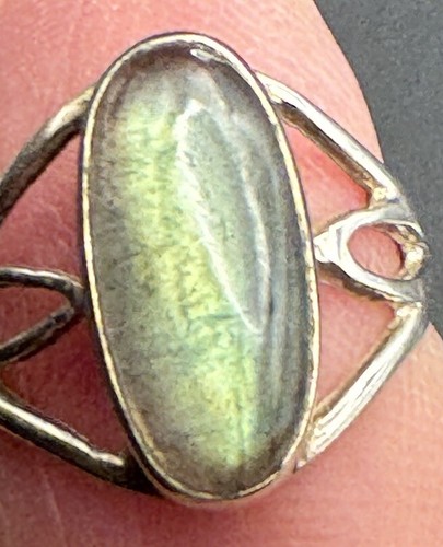 Vintage Stunning Labradorite Ring Sterling 925 Size 5 Healing! - Afbeelding 3 van 12
