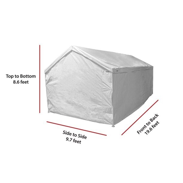 White Canopy 10' x 20' Rectangle Domain Carport Enclosure Kit