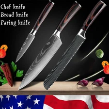 Kitchen Knives Set Chef Knife Bread Knife Paring Chopping Stainless Steel Forged