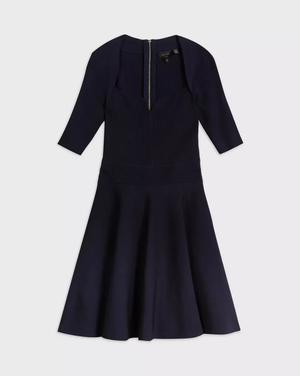 NEW Ted Baker Milly Sweetheart Sweater Dress in Navy Size 4 US 10 D5641