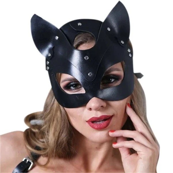 Hot Black Cat Mask for Adult Cosplay Bedroom Play Costume Women Men All Genders - Image 3 of 3