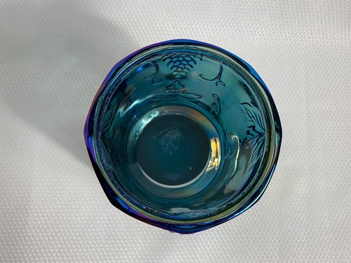 Indiana Karnevalsglas blau Ernte Traube verziert Süßigkeiten Schüssel oder Vase (92) - Bild 7 von 7