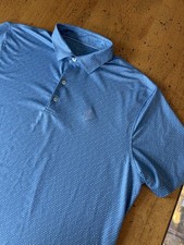 Johnnie O Shirt Mens XLarge Blue Polka Dot Performance Golf Polo Casual Preppy
