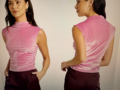 #ad A NEW DAY Womens Ruched Tank Top Mauve XS X Small Mock turtleneck $4.75