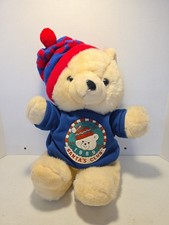 Kmart 1989 Christmas Bear Teddy Blue Shirt Hat 20" Plush Stuffed Animal Vintage