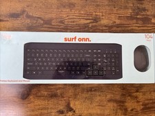 onn. Wireless Keyboard Mouse Combo 104 Keys Optical USB Nano Receiver New