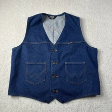 Vintage Wrangler Denim Vest Men's Made In USA Indigo Western