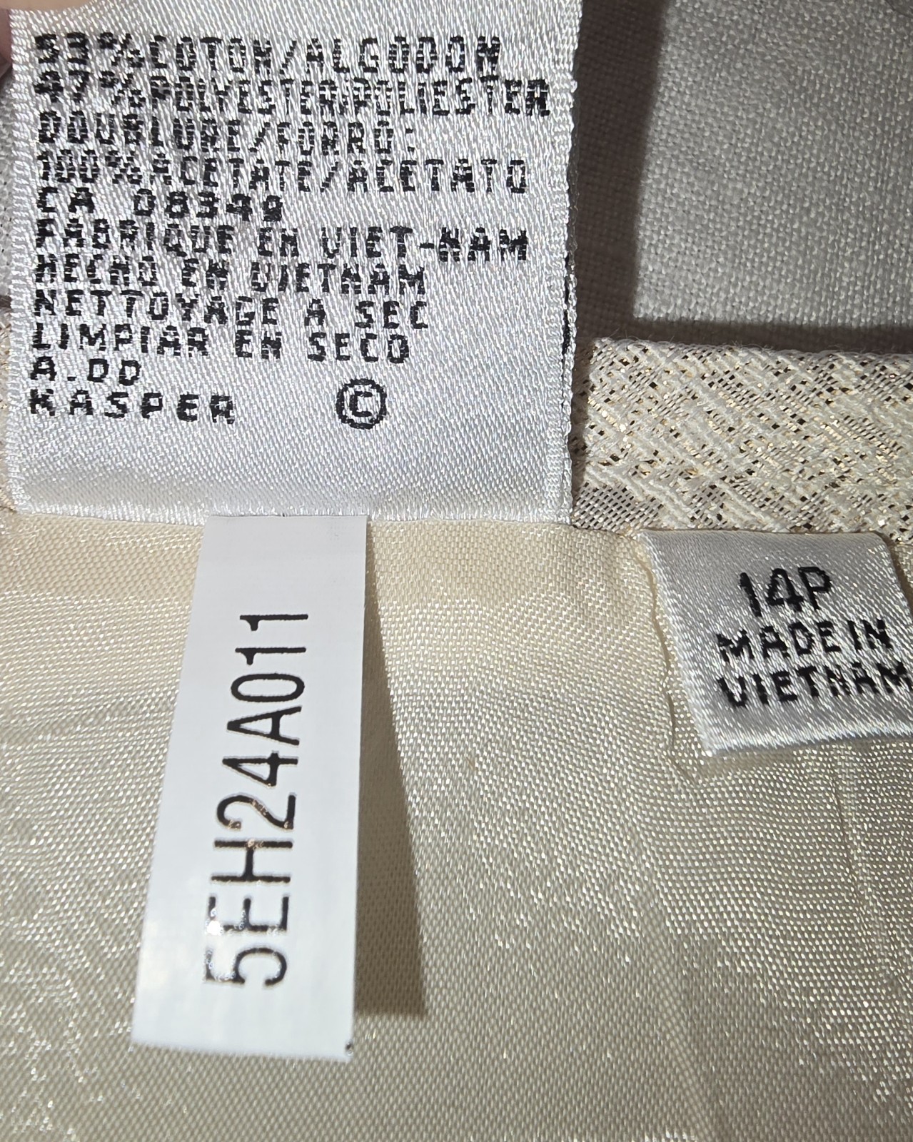 Le Suit 2 Pc Skirt & Jacket 14P Ivory Gold Thread Formal Wedding Career Cocktail