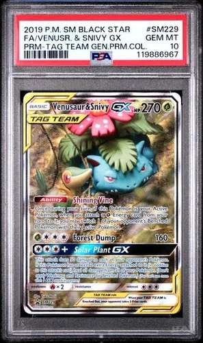 PSA 10 Venusaur & Snivy GX SM229 Sun & Moon Promo PSA 10