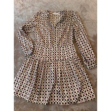 LOFT NWT Geometric Print Long Sleeve Fit & Flare Dress Size 4