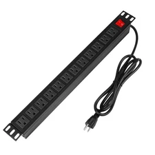BTU Power Surge Protector Rack-Mount PDU, 12 Outlet Power Strip with Switch, ...