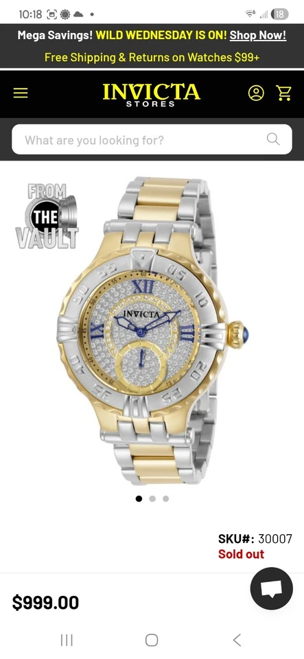 Двухцветные женские бриллианты INVICTA Diamond Subaqua модель 30007 0,74 карата - Изображение 3 из 4