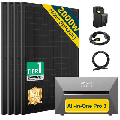 Balkonkraftwerk 2000W mit Speicher Anker Solix Solarbank 3 E2700 Pro Komplettset