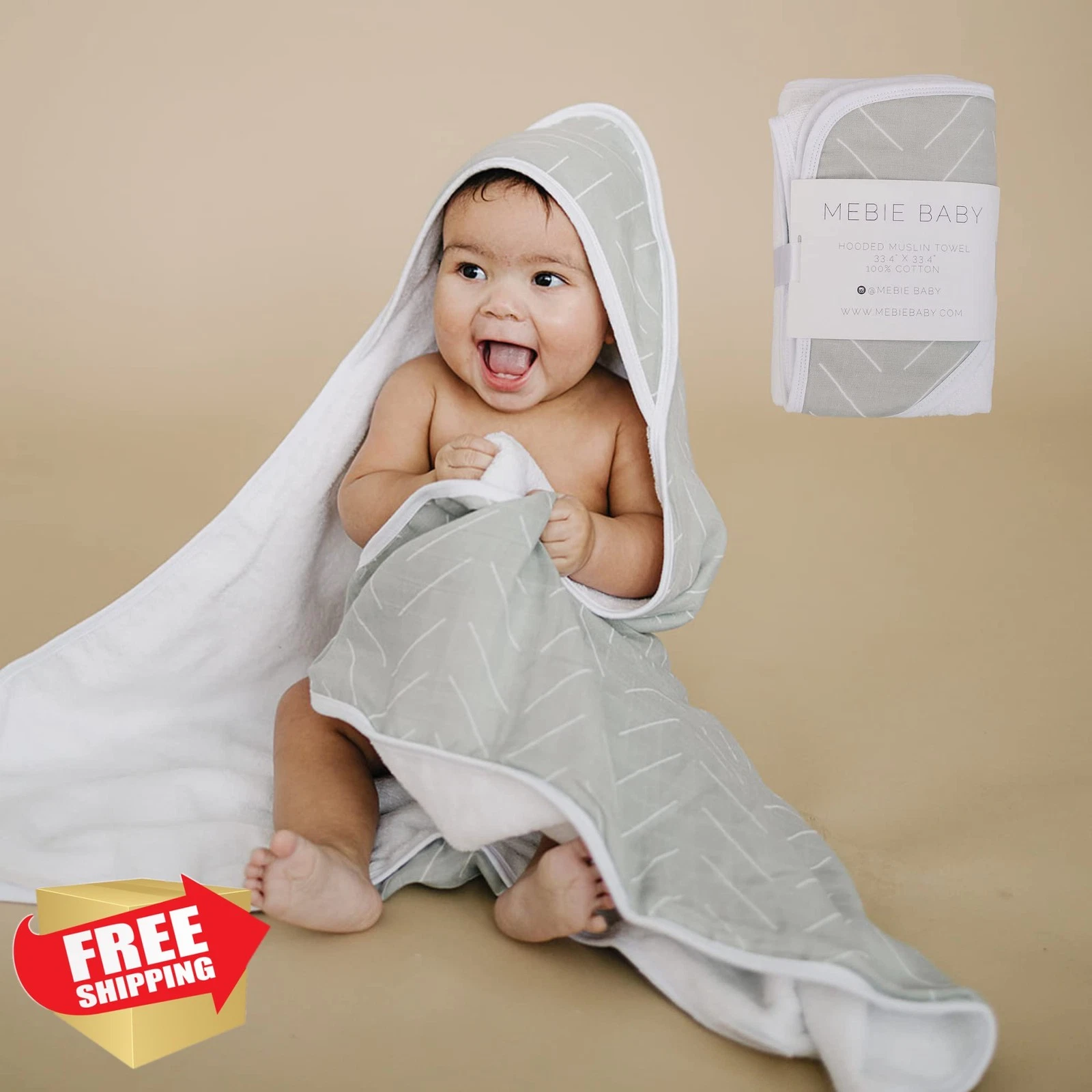 Mebie Baby Hooded Towel Desert Sage